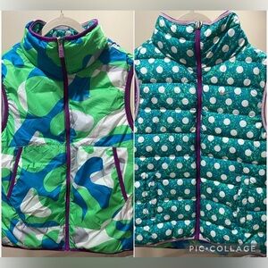Nike Alliance Girl's Reversible Puffer Vest Size XL Green Blue Camo Polka Dot